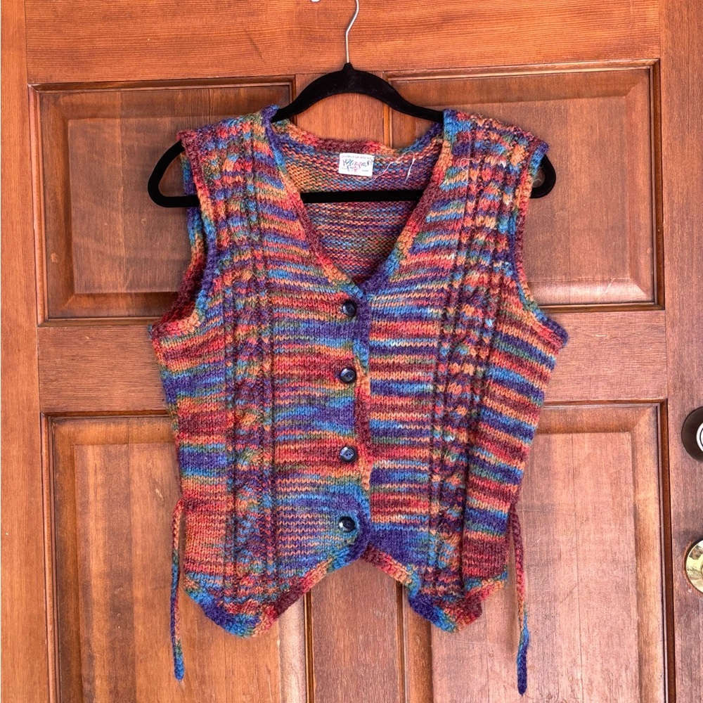 Colorful Knit Button-Up Vest